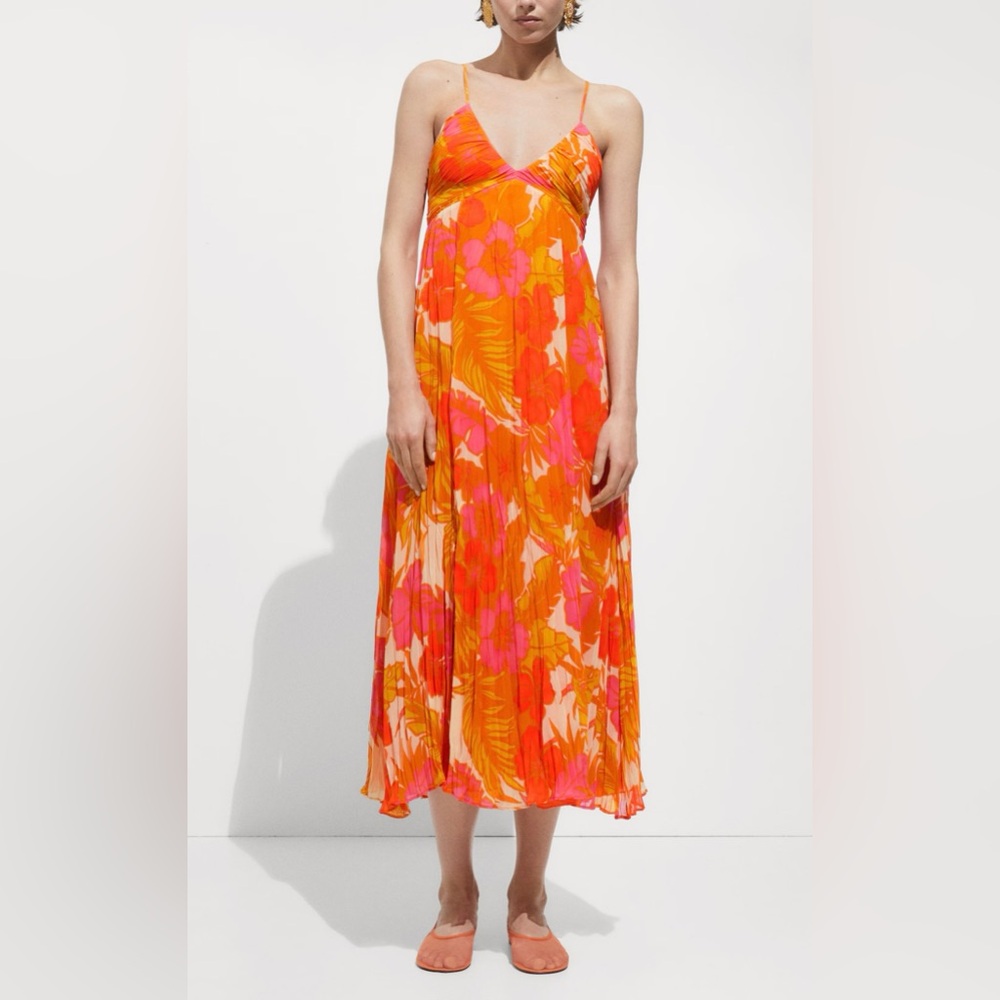 Mango Printed Maxi Dress with draped detail